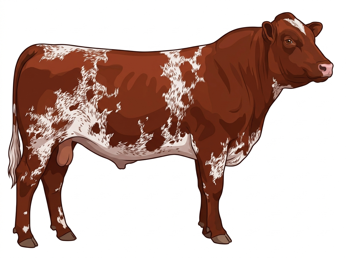 Red roan Shorthorn Cross Bull