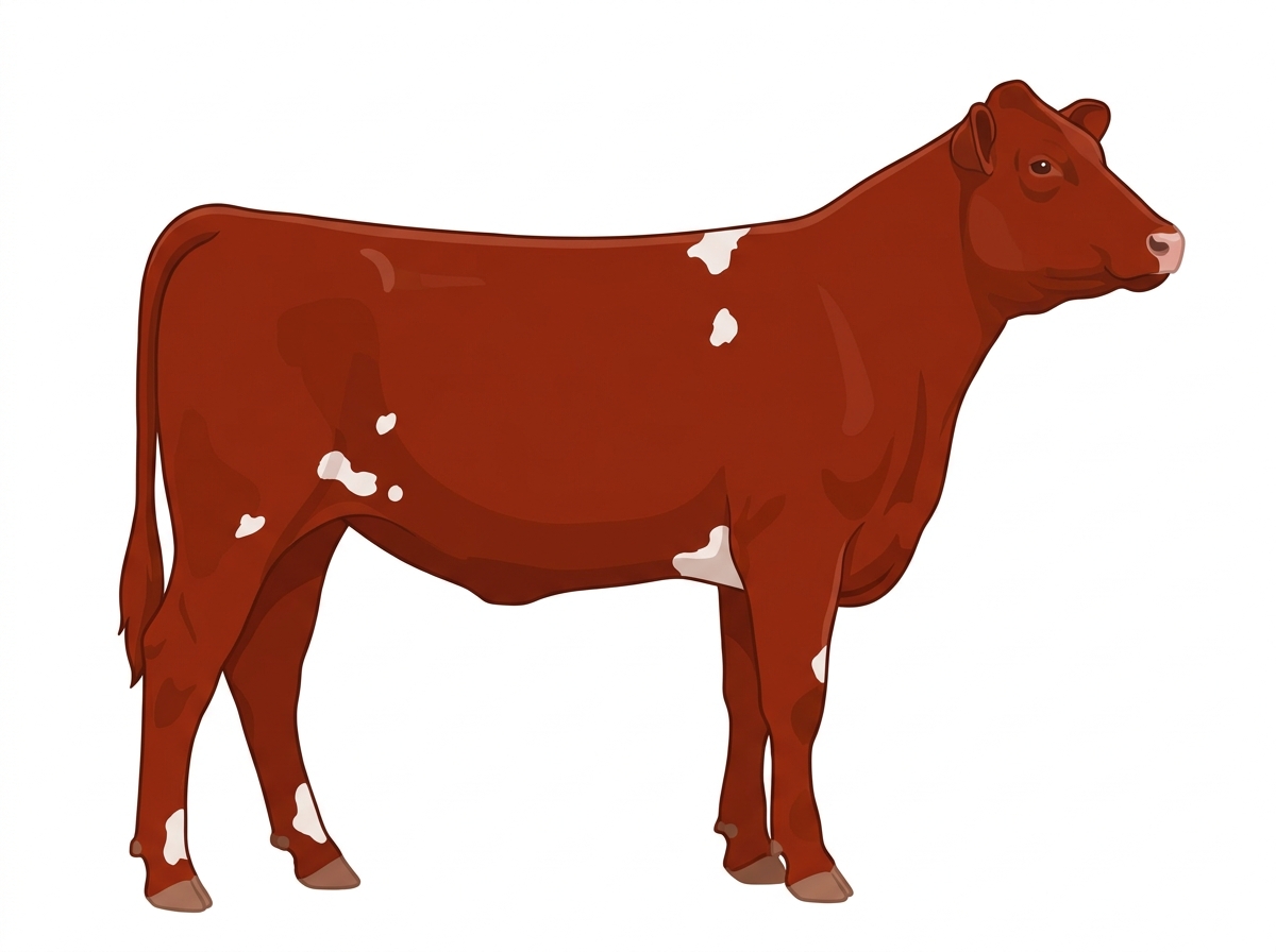 Red with a few white spots Shorthorn Cross Heifer
