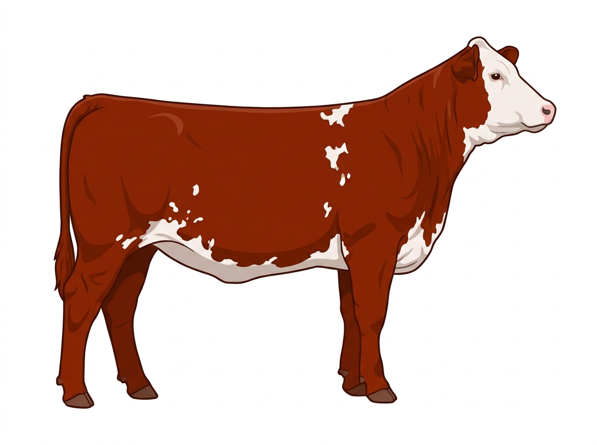 Red with a partial white face and white spots Shorthorn Cross Heifer