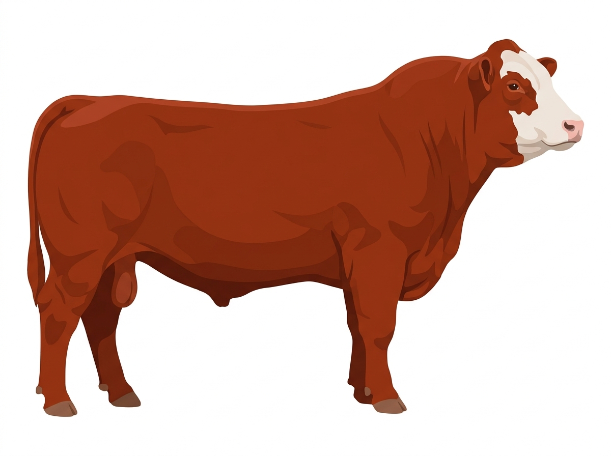 Red with a partial white face Shorthorn Cross Bull