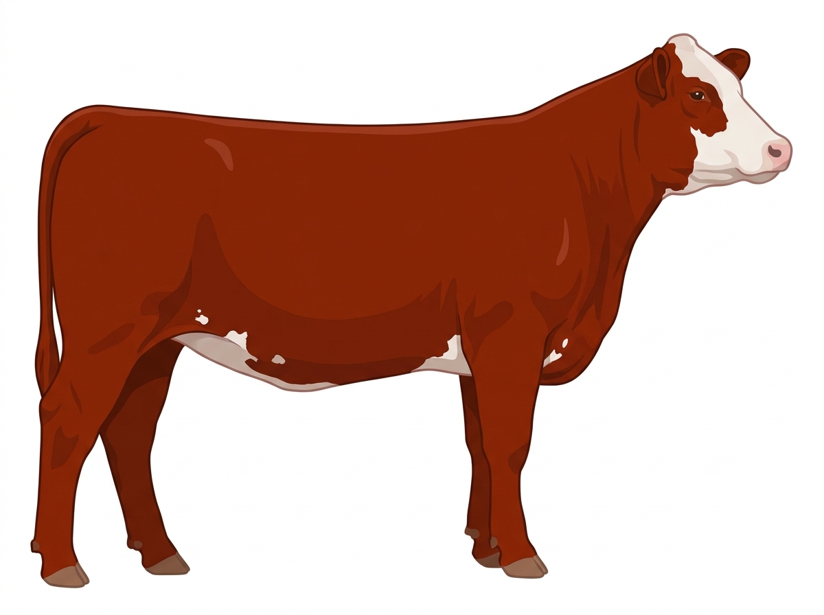 Red with a white face and a few white spots Shorthorn Cross Heifer