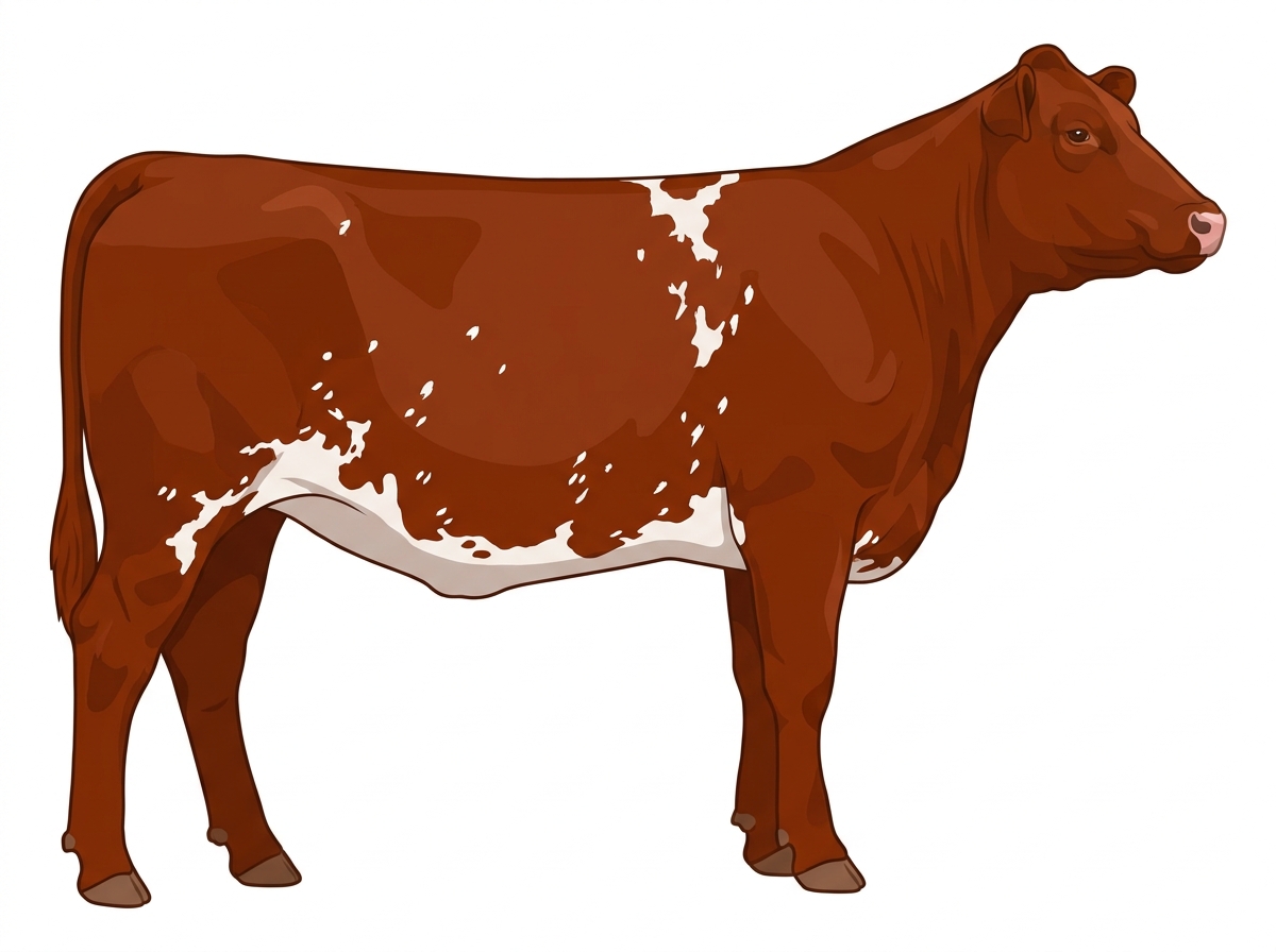 Red with ticking in the white Shorthorn Cross Heifer