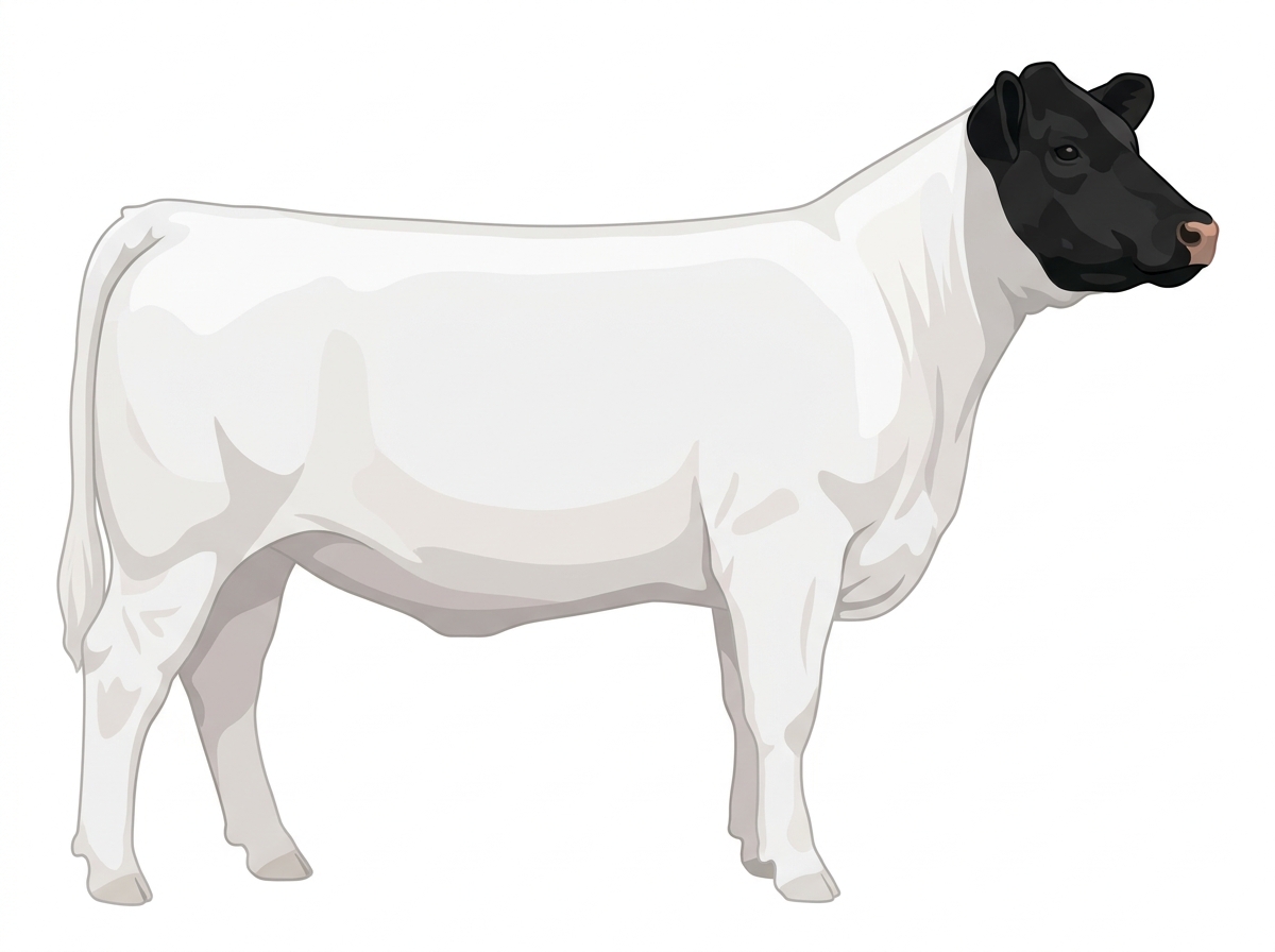White with black ears and muzzle Shorthorn Cross Heifer