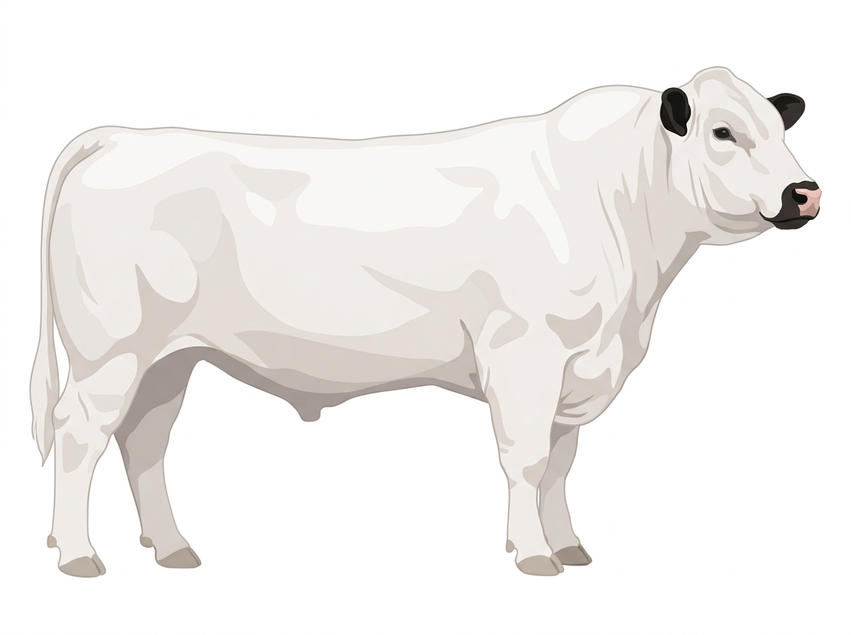 White with dark ears and muzzle Shorthorn Cross Bull