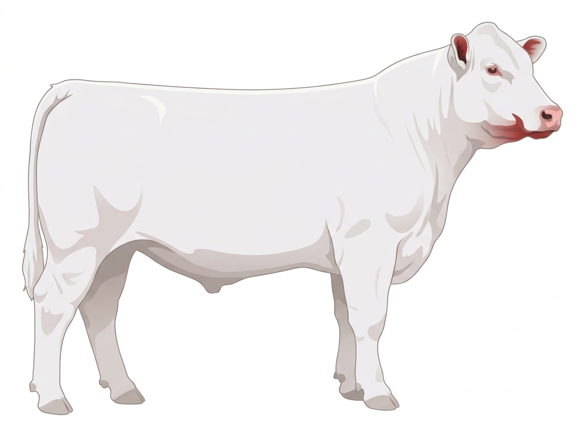 White with red ears and muzzle Shorthorn Cross Steer