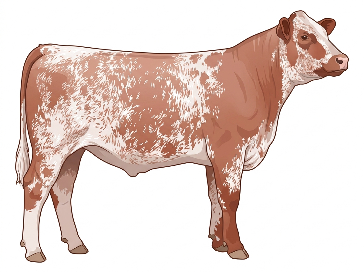 Heavy red roan Shorthorn Steer
