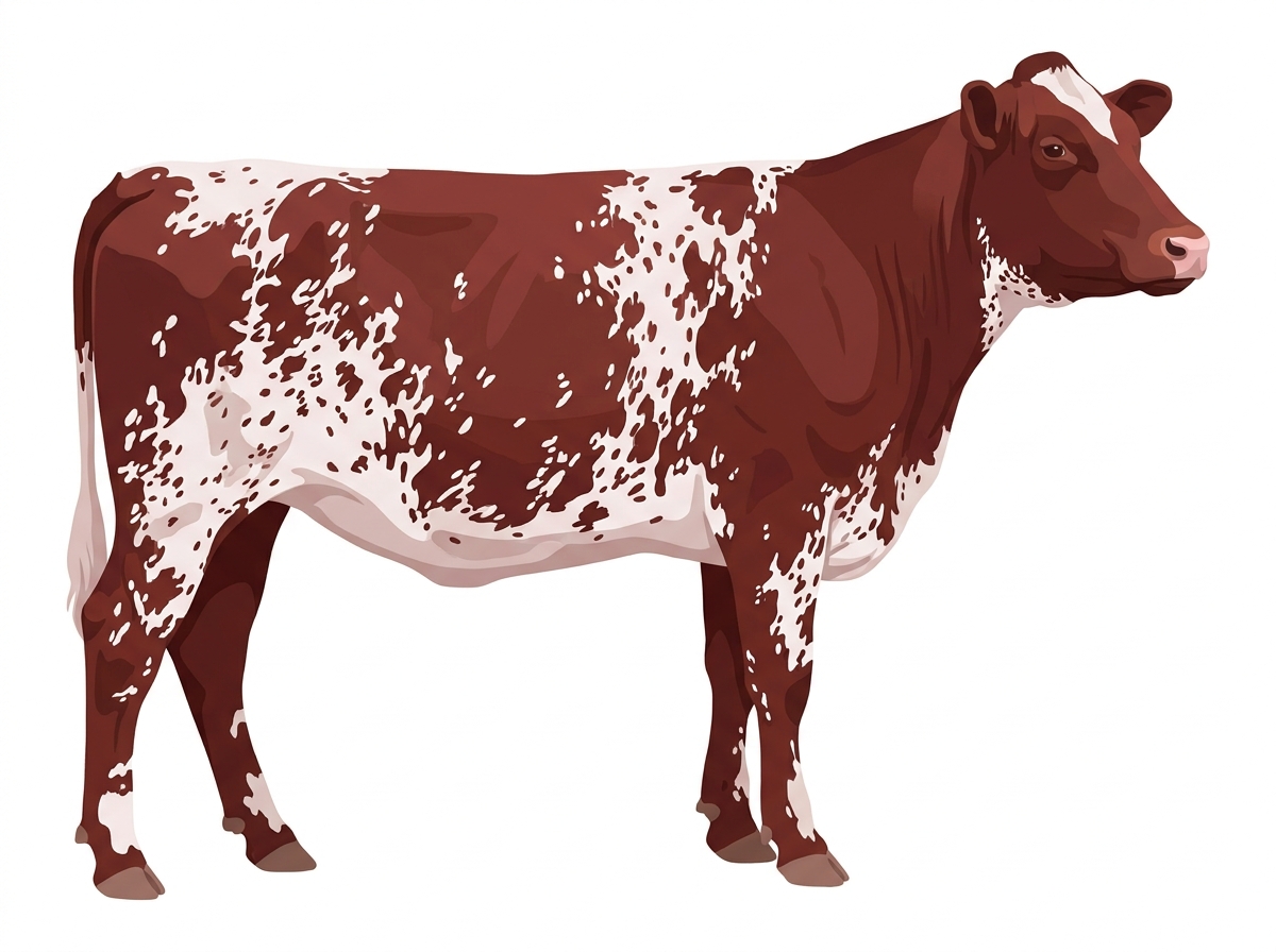 Heavy red roan with ticking in the white Shorthorn Heifer