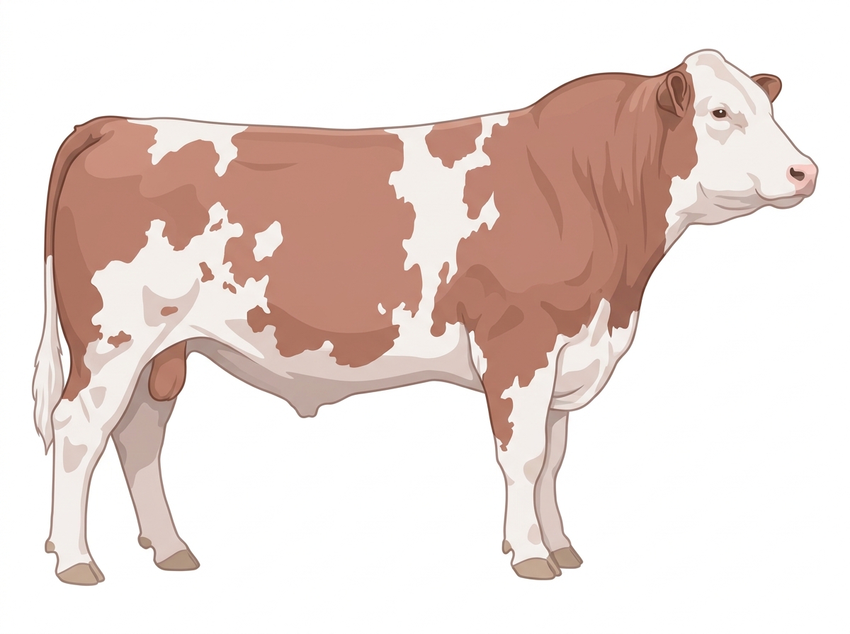 Heavy red roan with white in large patches Shorthorn Bull