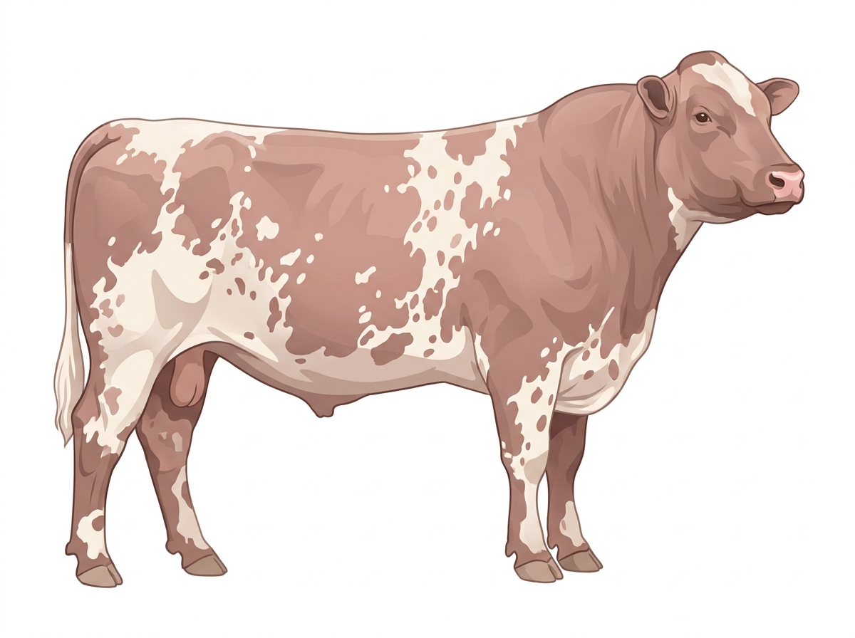 Heavy red roan with white spots Shorthorn Bull