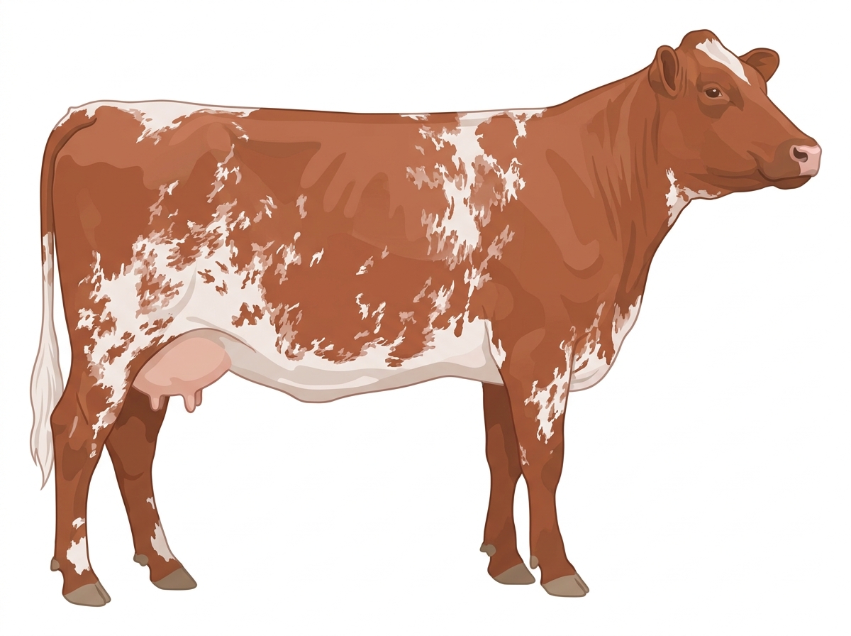 Light red roan Shorthorn Cow
