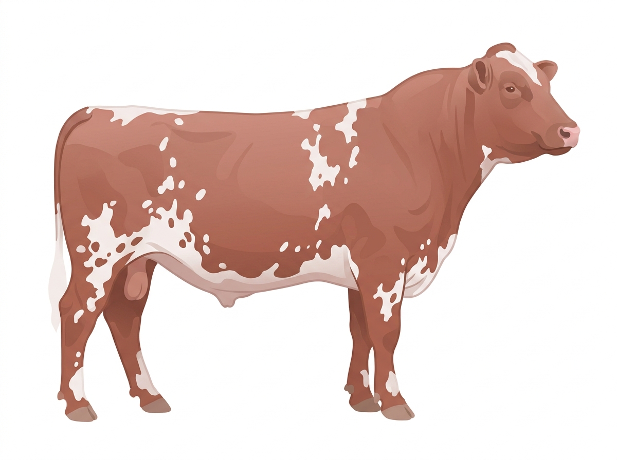 Light red roan with white spots Shorthorn Bull