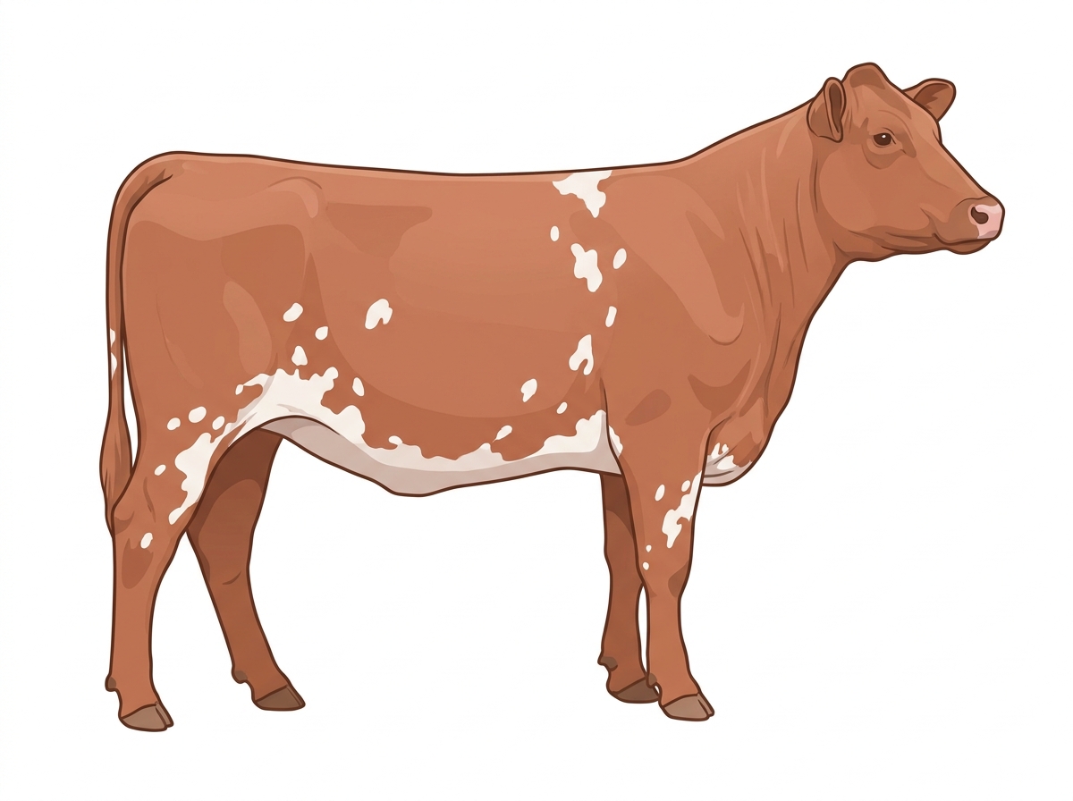 Light red roan with white spots Shorthorn Heifer
