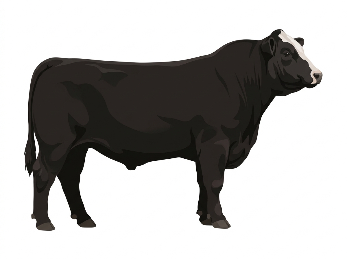 Black with a partial white face Shorthorn Plus Bull