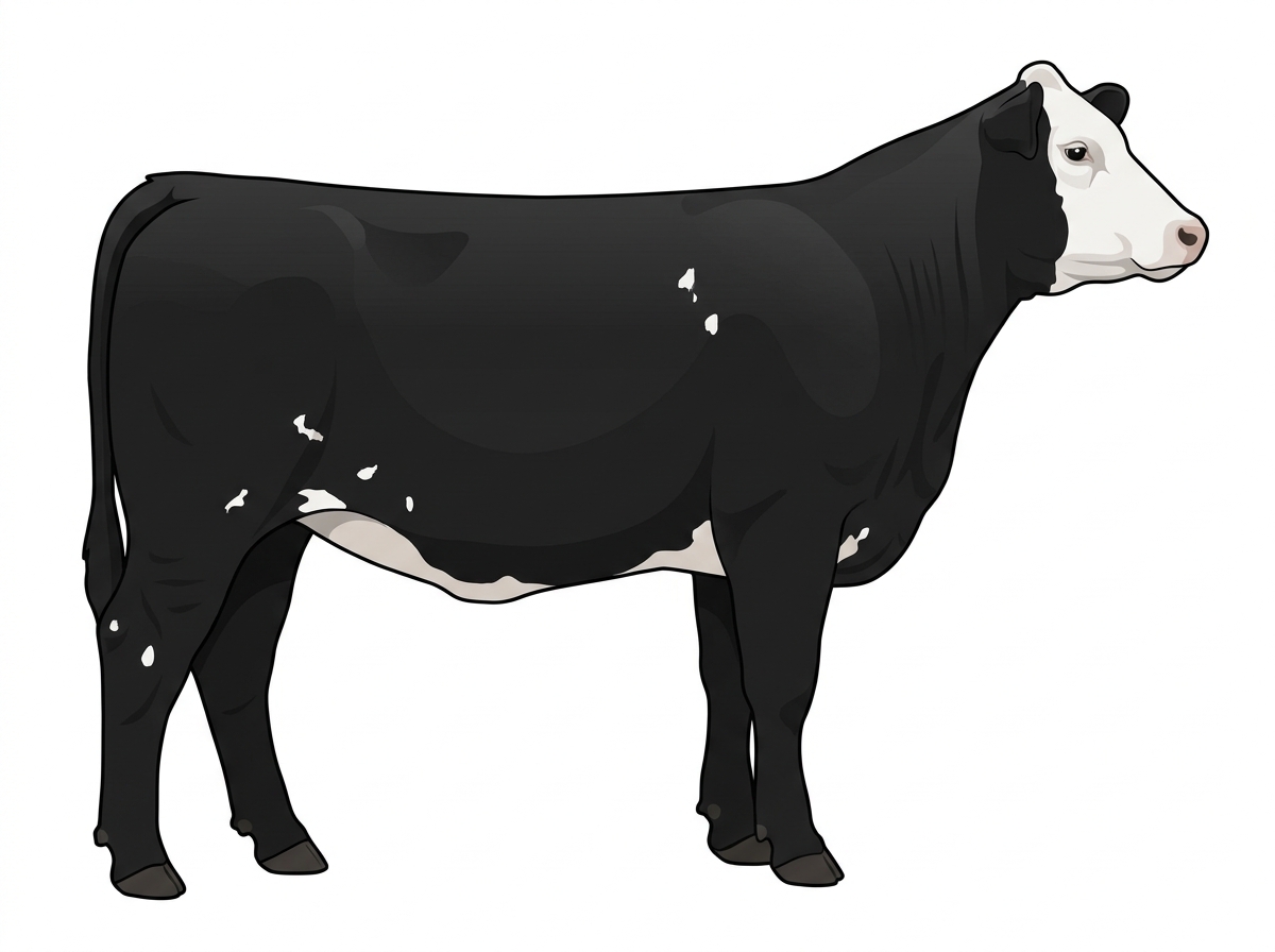 Black with a white face and a few white spots Shorthorn Plus Heifer