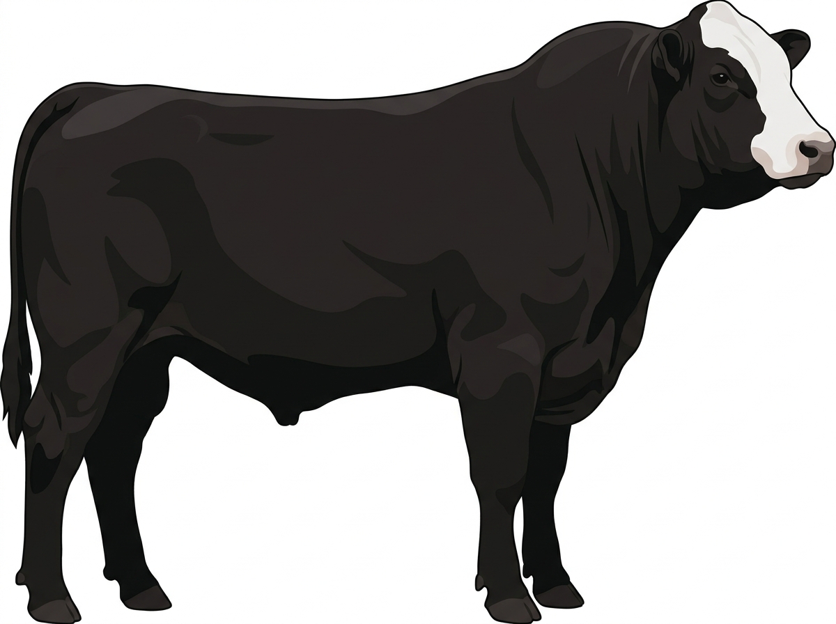 Black with a white face Shorthorn Plus Bull