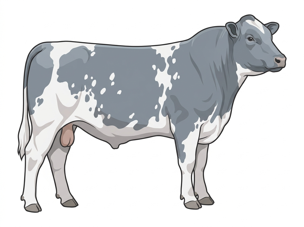 Blue roan with a few white spots Shorthorn Plus Bull