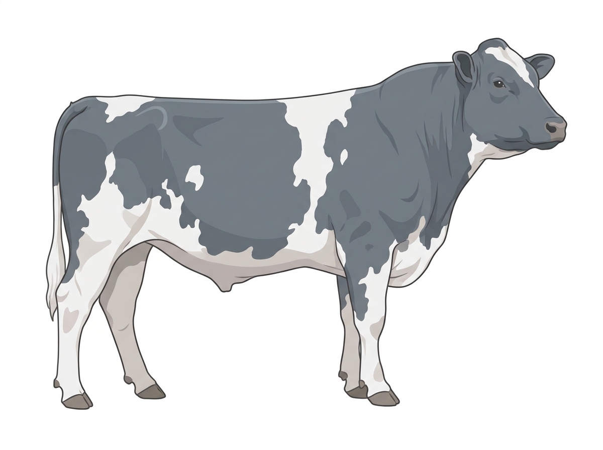 Blue roan with white in large patches Shorthorn Plus Bull