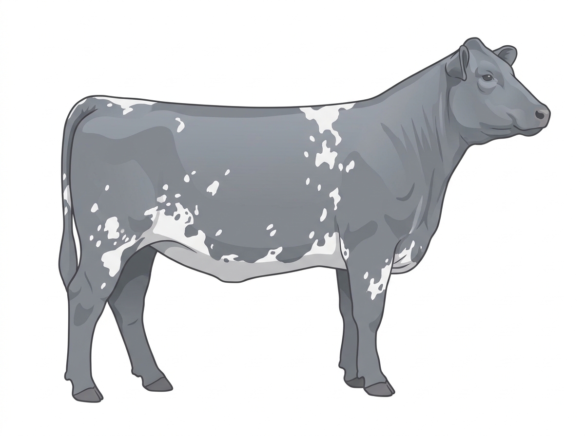 Blue roan with white spots Shorthorn Plus Heifer