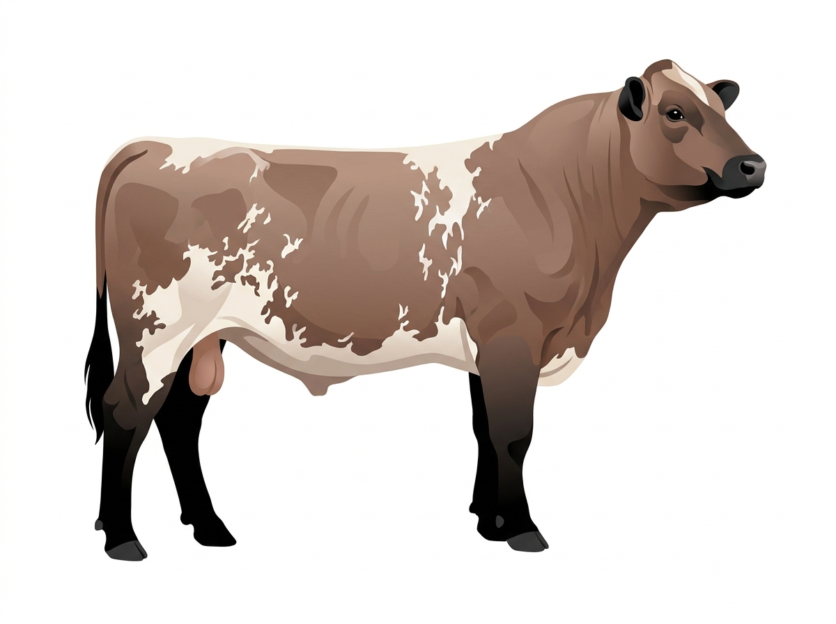 Brown roan with black points Shorthorn Plus Bull