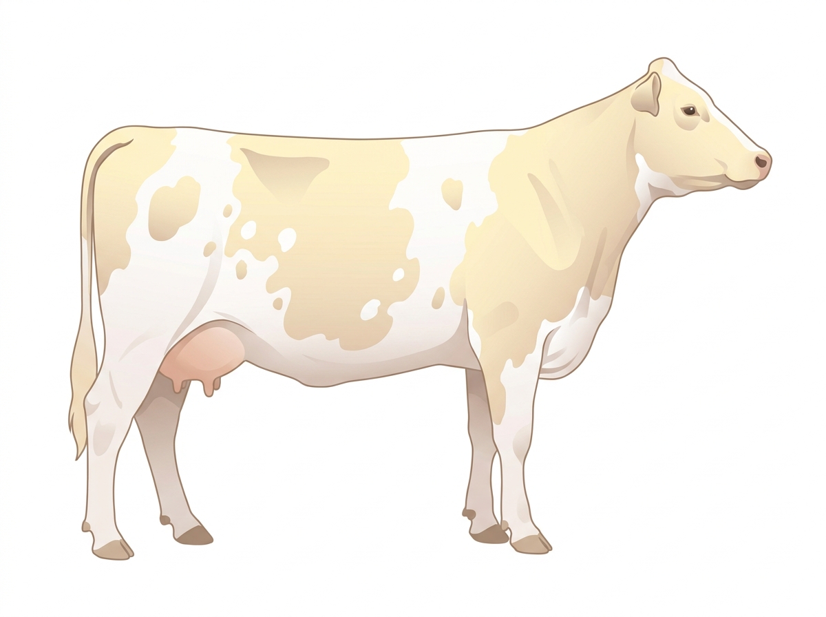 Cream roan with a few white spots Shorthorn Plus Cow