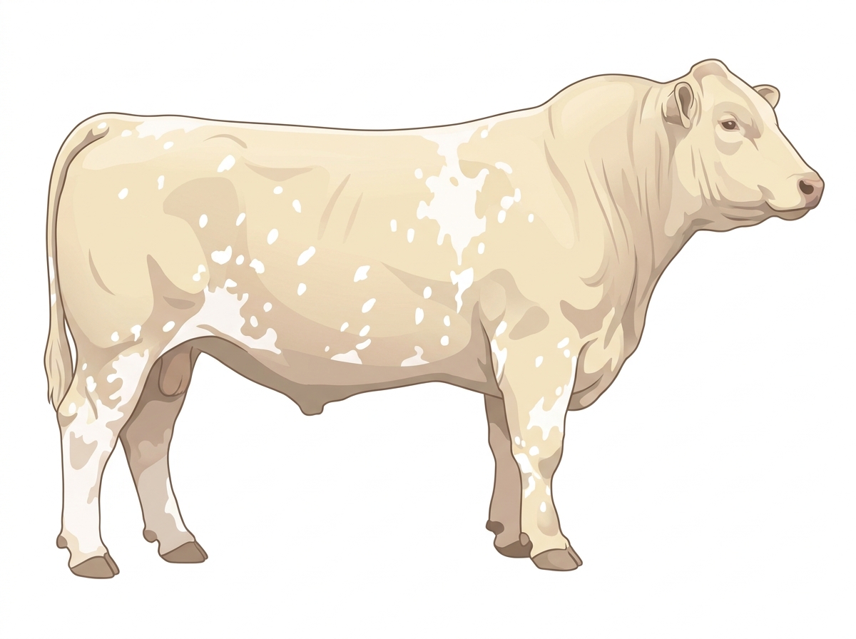 Cream roan with white spots Shorthorn Plus Bull
