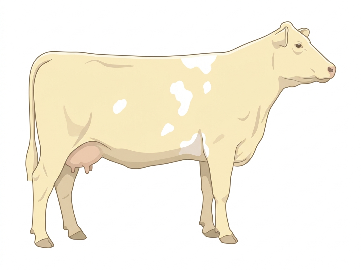 Cream with a few white spots Shorthorn Plus Cow