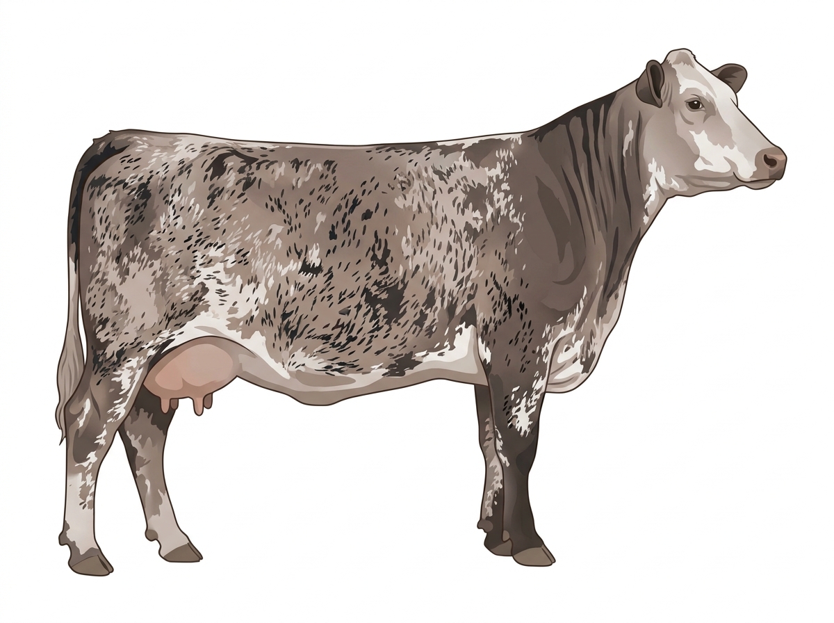 Heavy blue roan with black stripes Shorthorn Plus Cow