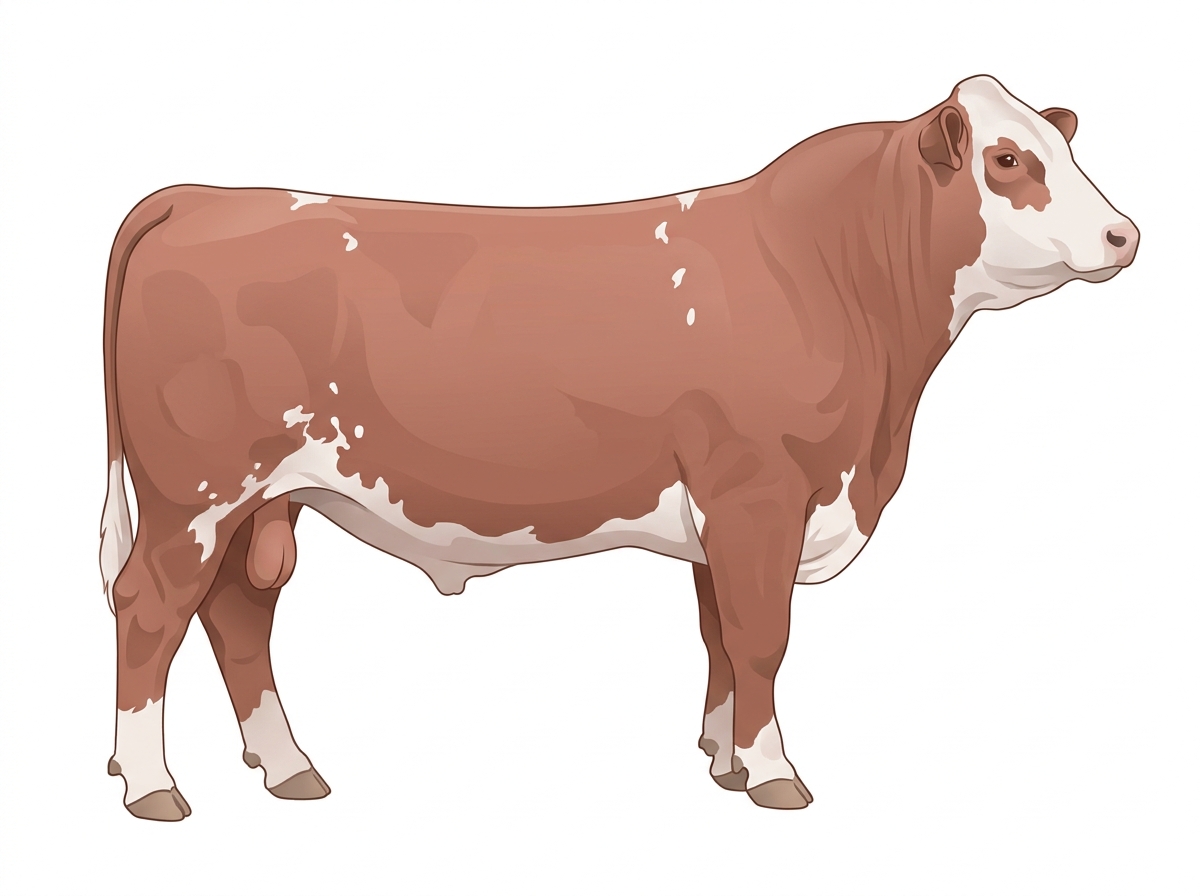 Heavy red roan with a partial white face and a few white spots Shorthorn Plus Bull