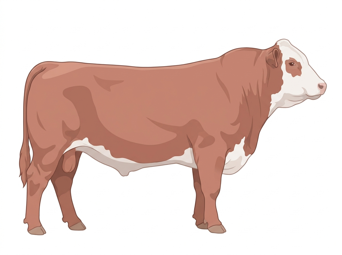 Heavy red roan with a partial white face Shorthorn Plus Bull
