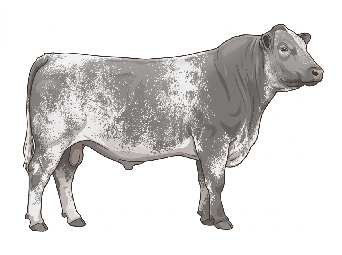 Light blue roan Shorthorn Plus Bull