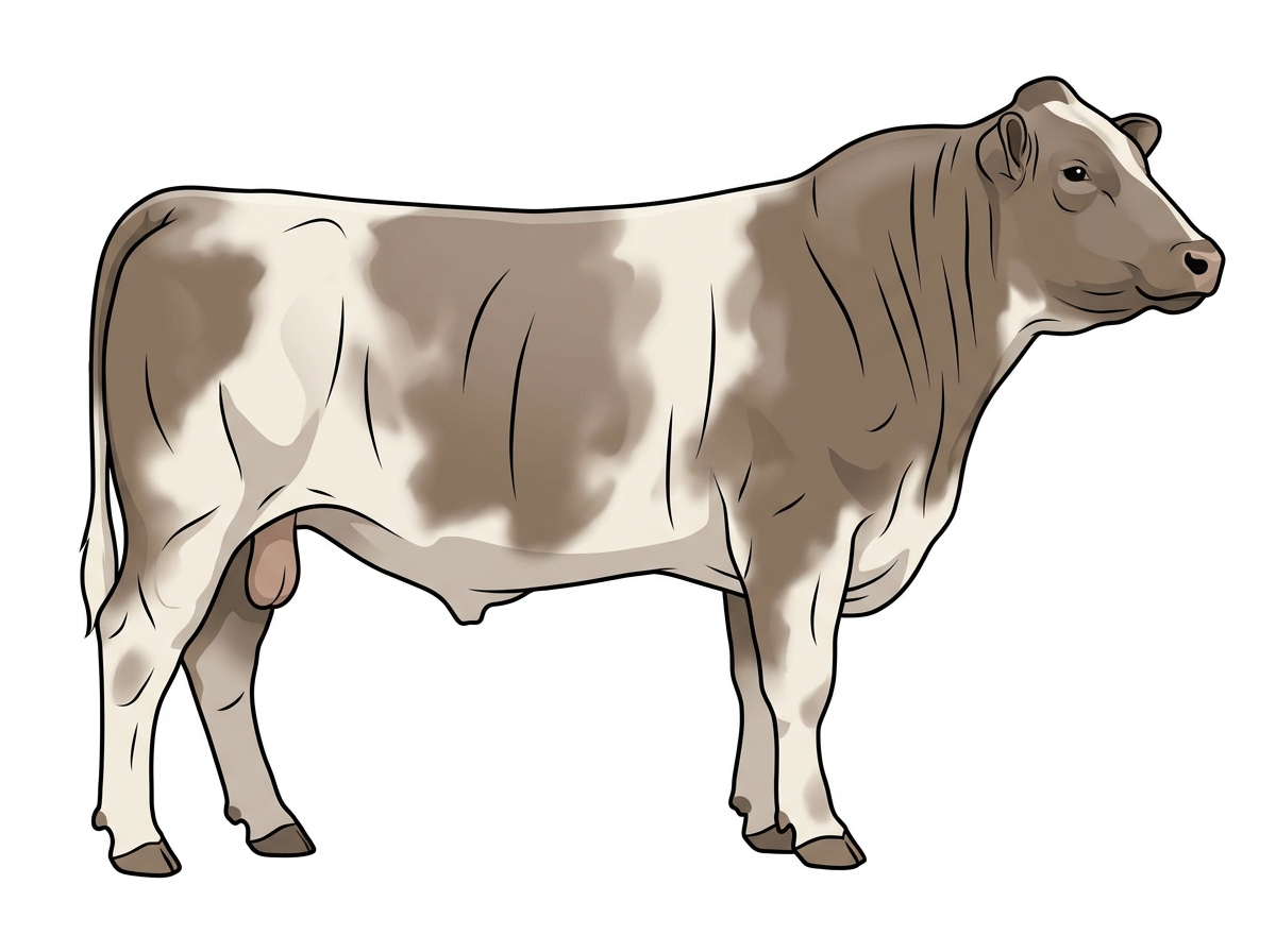 Light blue roan with black stripes Shorthorn Plus Bull