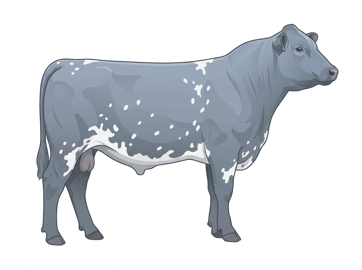 Light blue roan with white spots Shorthorn Plus Bull