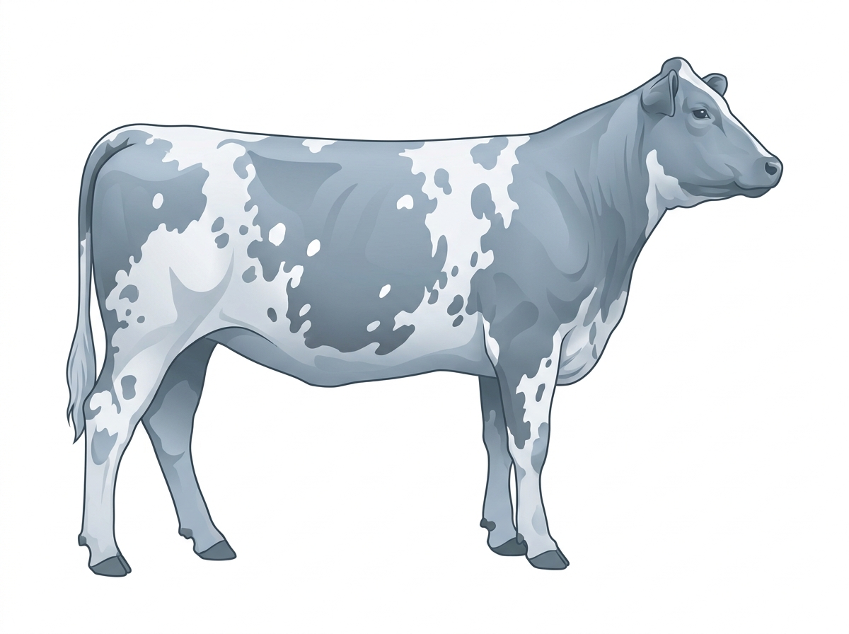 Light blue roan with white spots Shorthorn Plus Heifer