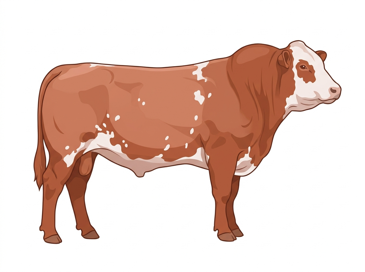 Light red roan with a partial white face and white spots Shorthorn Plus Bull