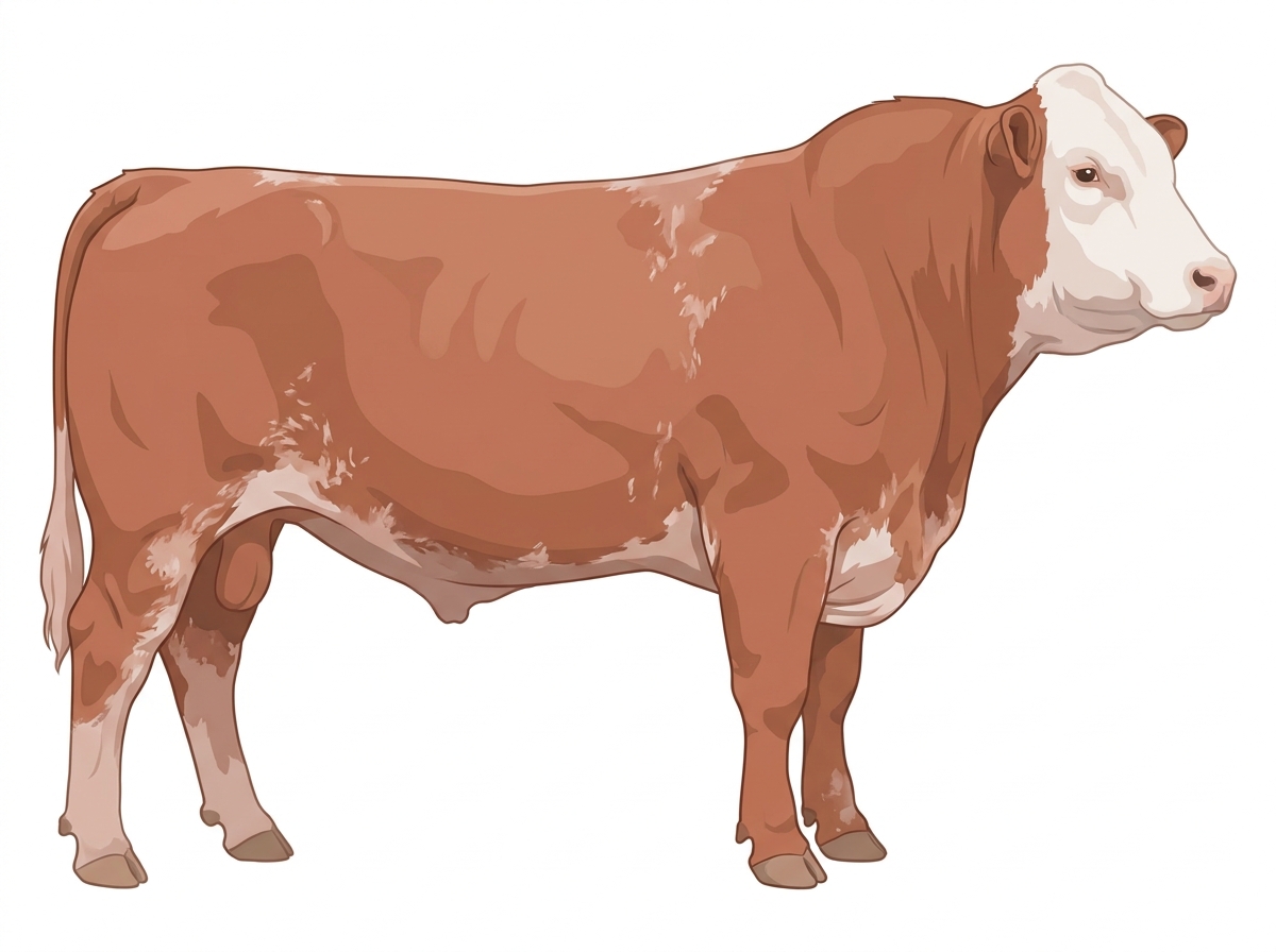 Light red roan with a white face Shorthorn Plus Bull