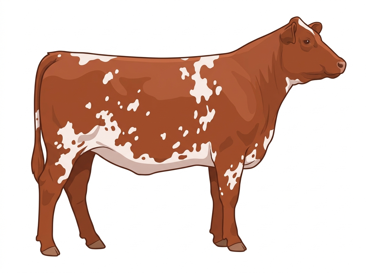 Light red roan with white spots Shorthorn Plus Heifer