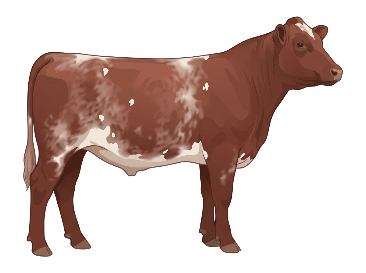 Red roan with a few white spots Shorthorn Plus Steer