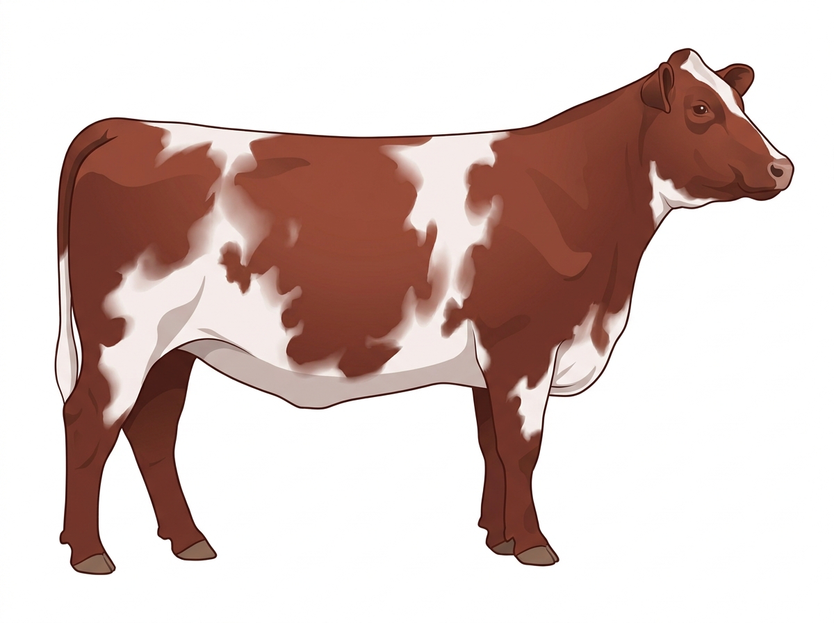 Red roan with a partial white face Shorthorn Plus Heifer