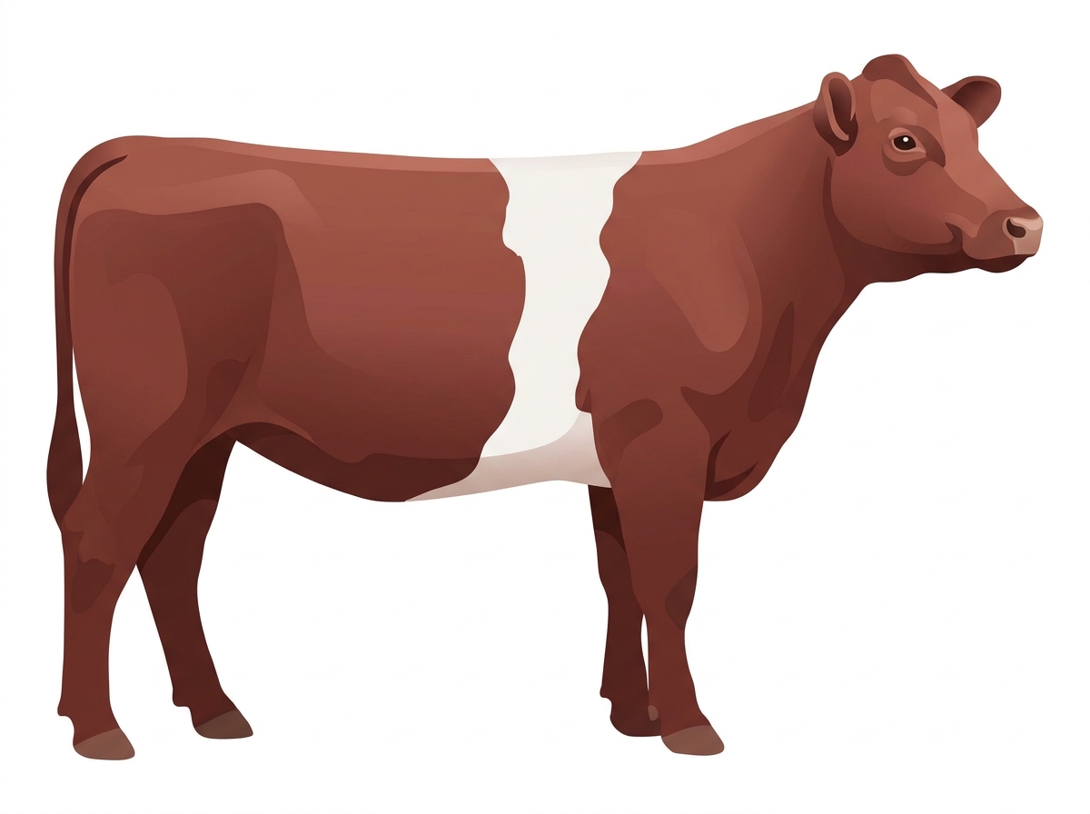 Red roan with a white belt around the midsection Shorthorn Plus Heifer