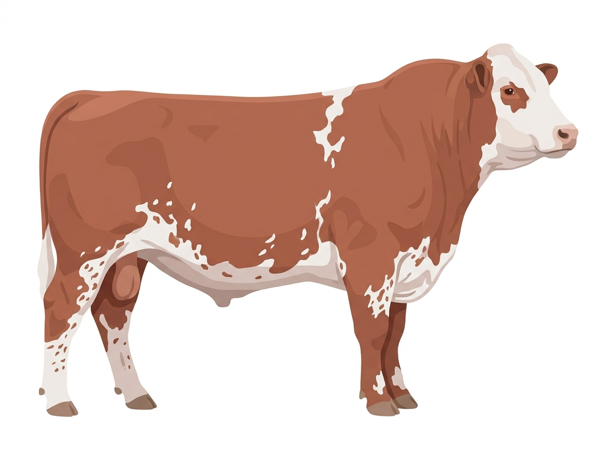 Red roan with a white face, a few white spots and ticking in the white Shorthorn Plus Bull