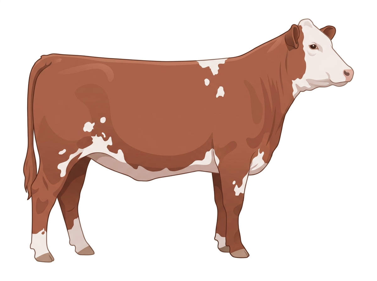 Red roan with a white face and a few white spots Shorthorn Plus Heifer