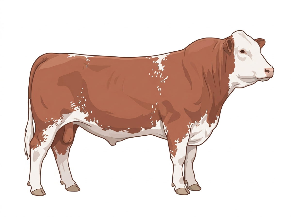 Red roan with a white face and ticking in the white Shorthorn Plus Bull