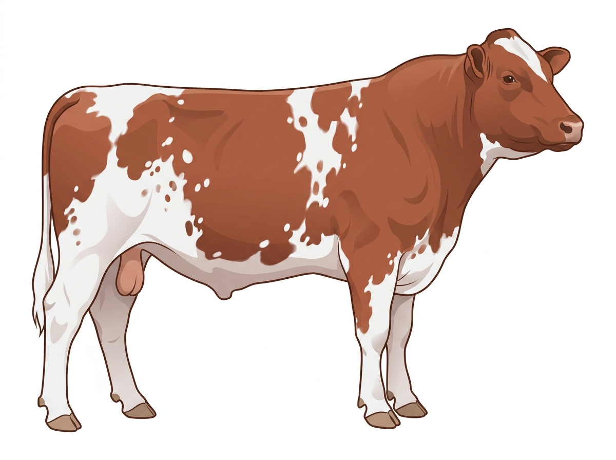 Red roan with white spots Shorthorn Plus Bull