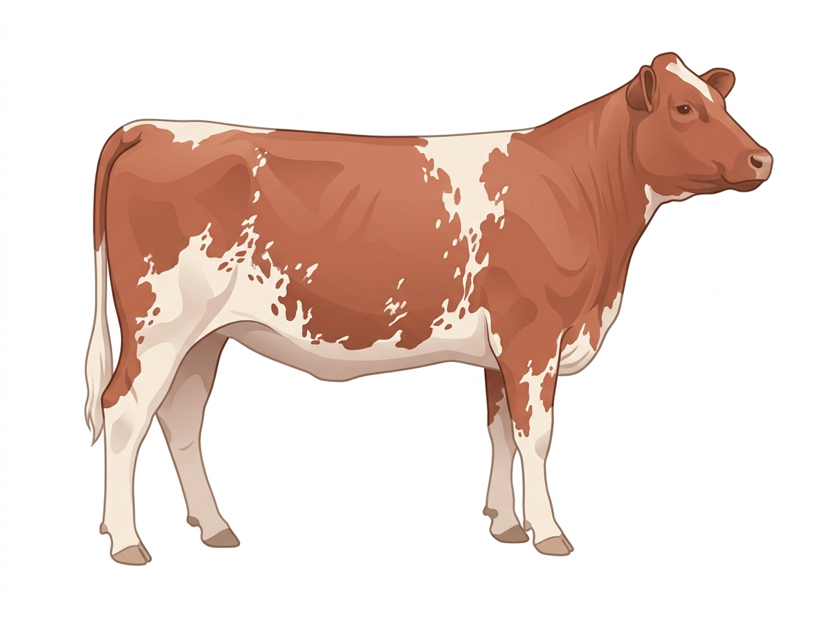 Red roan with white spots Shorthorn Plus Heifer