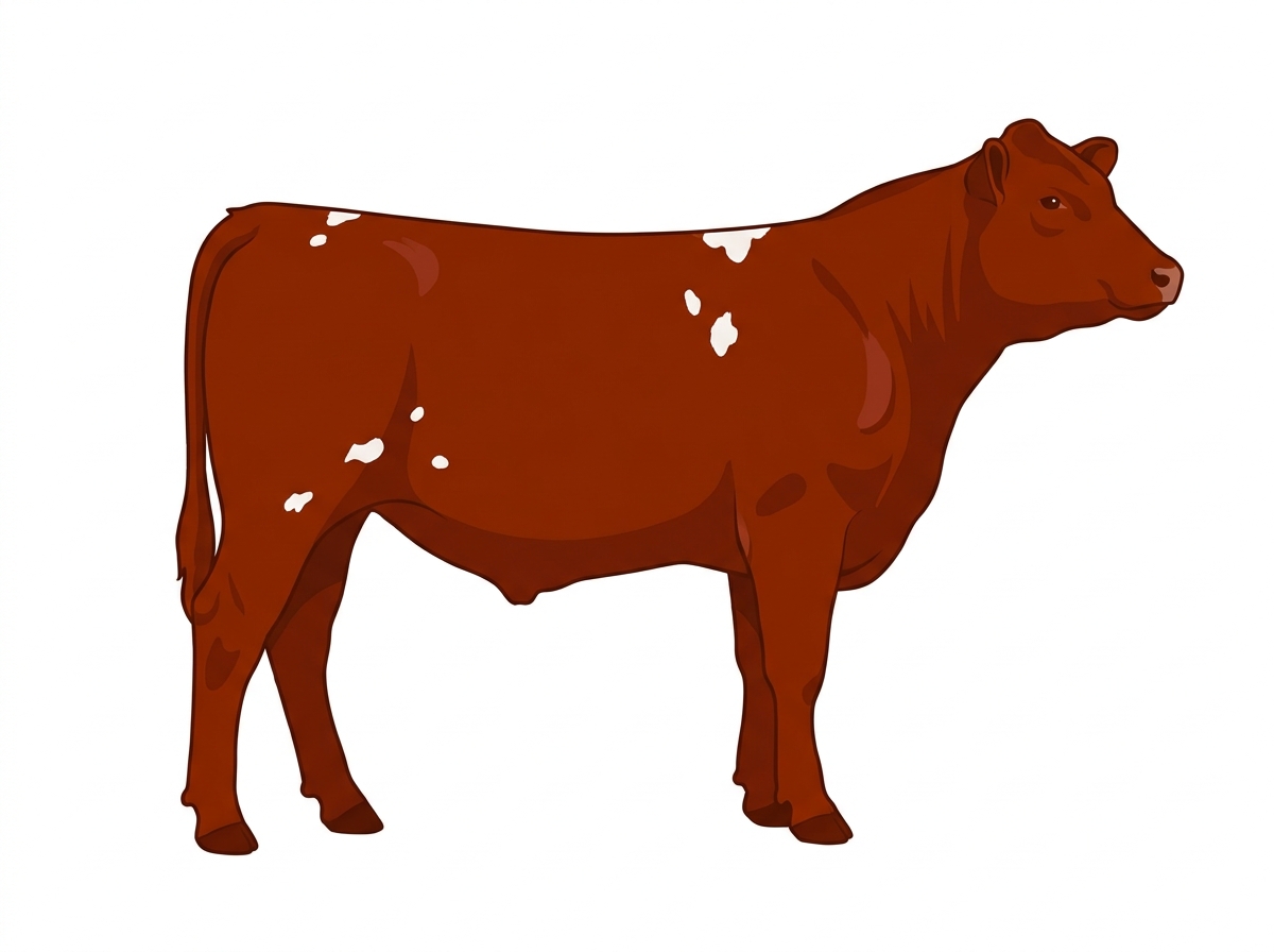 Red with a few white spots Shorthorn Plus Steer