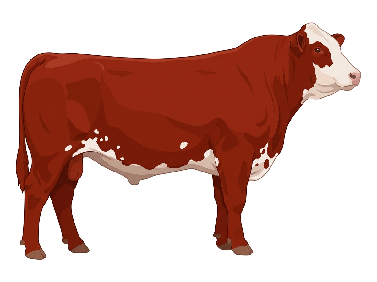 Red with a partial white face and a few white spots Shorthorn Plus Bull