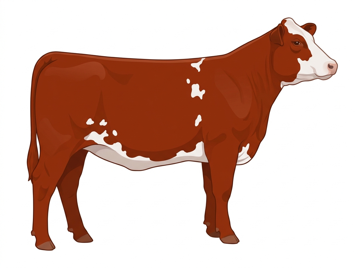 Red with a partial white face and a few white spots Shorthorn Plus Heifer