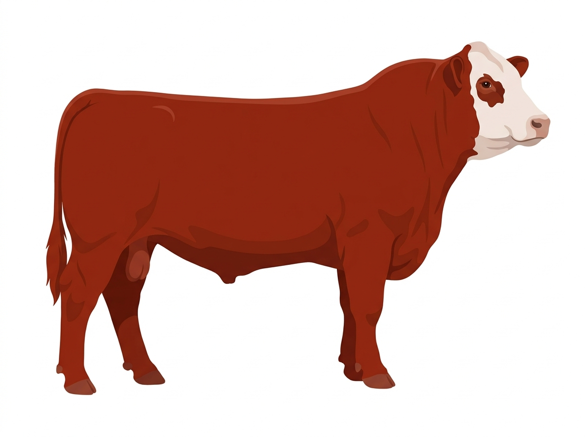 Red with a partial white face Shorthorn Plus Bull