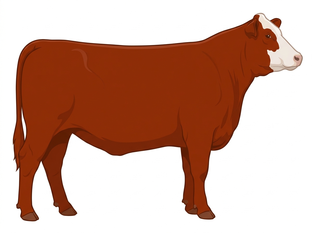 Red with a partial white face Shorthorn Plus Heifer