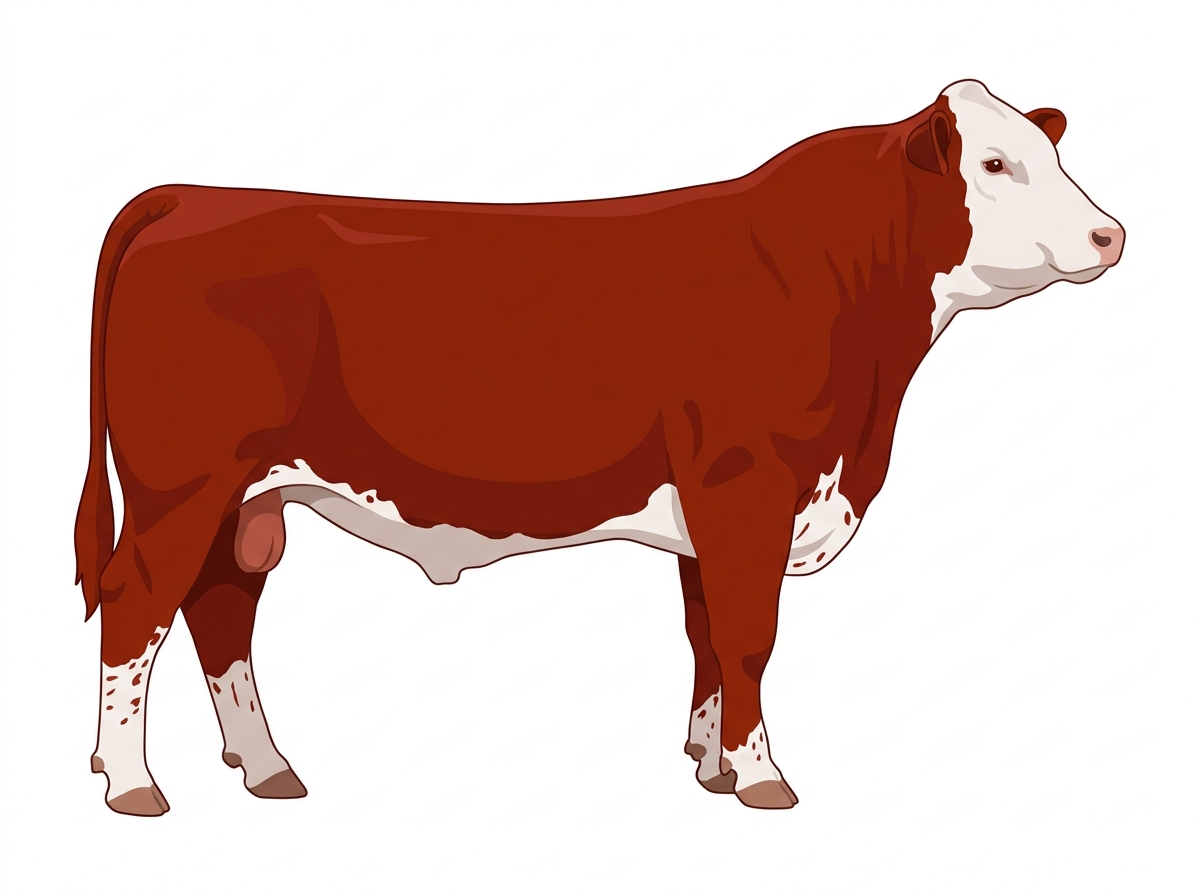Red with a white face and ticking in the white Shorthorn Plus Bull